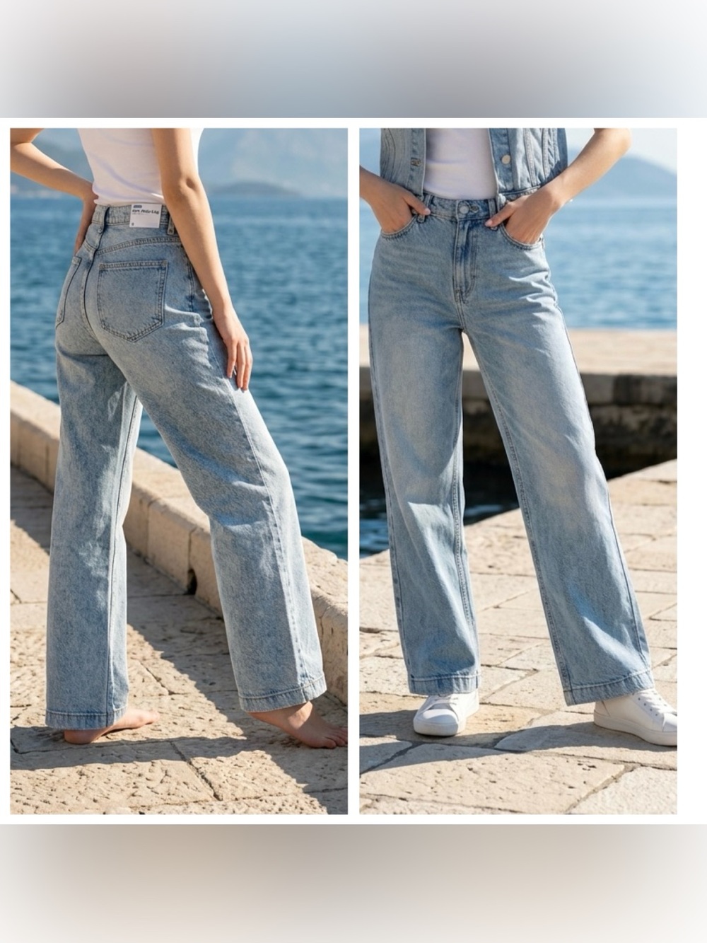 Old Navy Women Sz 8  High-Rise Slim  Wide Leg ankle length light wash jeans